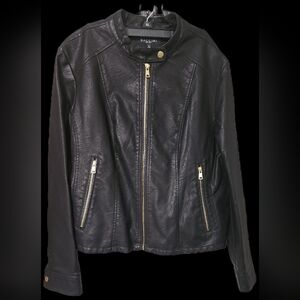 Faux Black Leather Jacket for Women